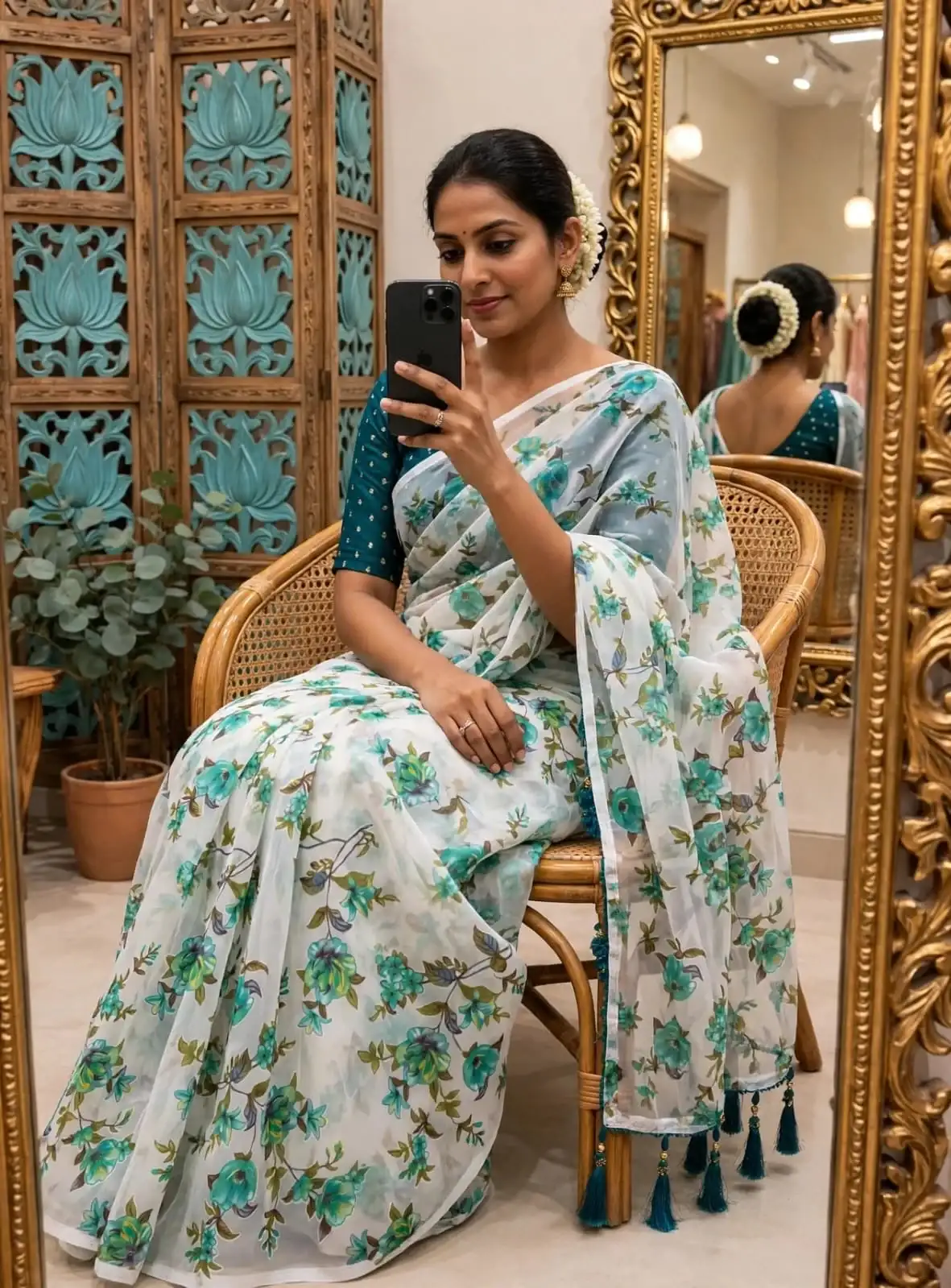 Sabyasachi Brasoo Fabric With Jhumka Printed Saree